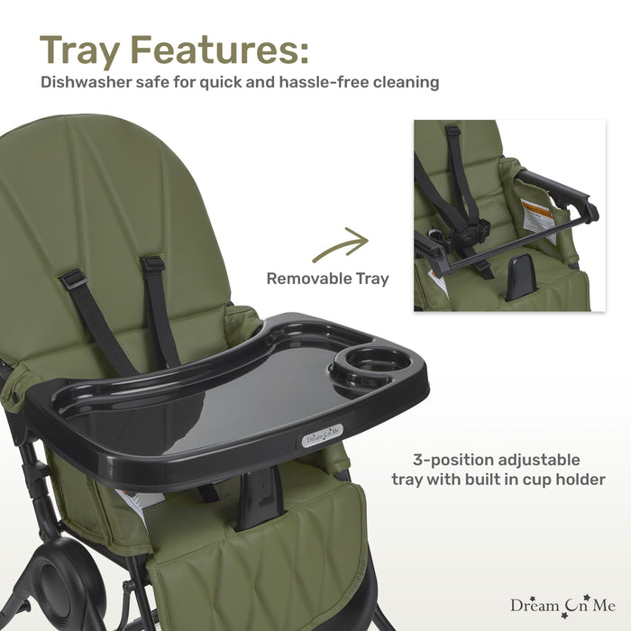 Dream On Me Snack & Stow Highchair Olive image 5