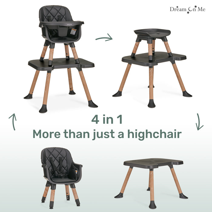Dream On Me Luna 4-in-1 Convertible Highchair – Black Key Feature