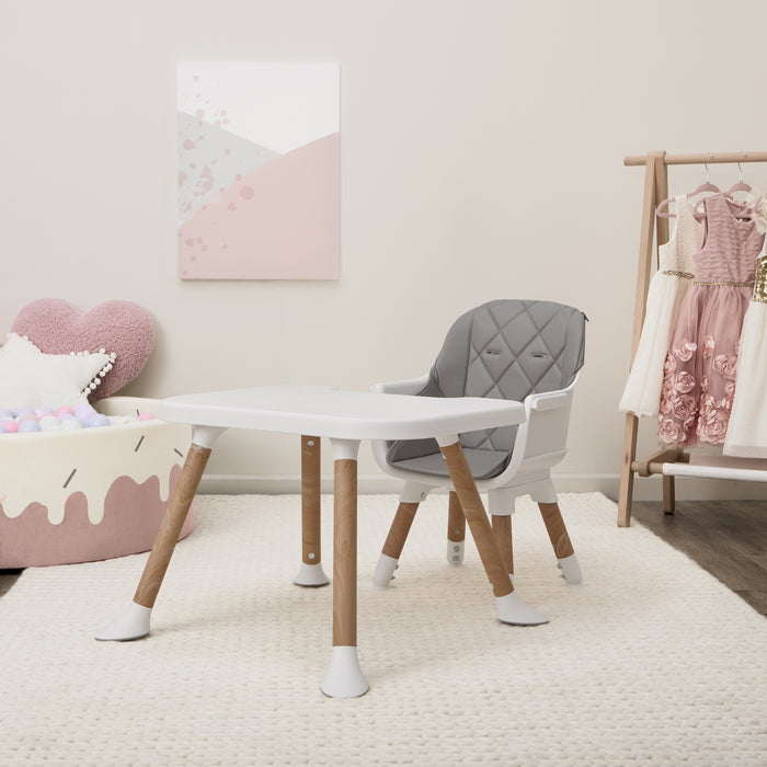 Dream On Me Luna 4-in-1 Convertible Highchair – Cool Grey lifestyle