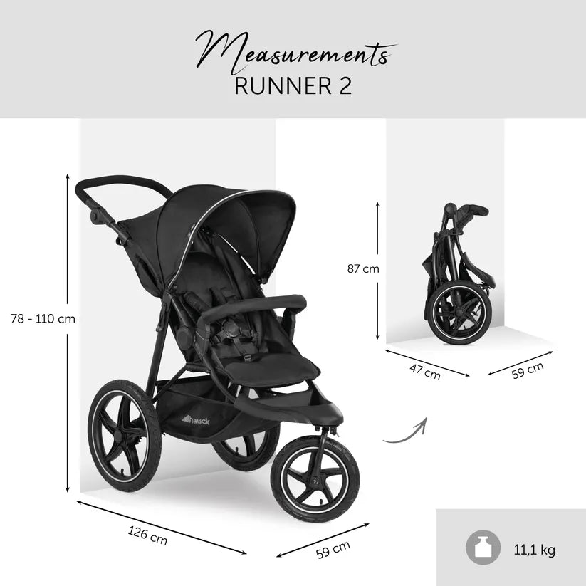 Hauck - Runner 2 Robust All-Terrain Baby Stroller