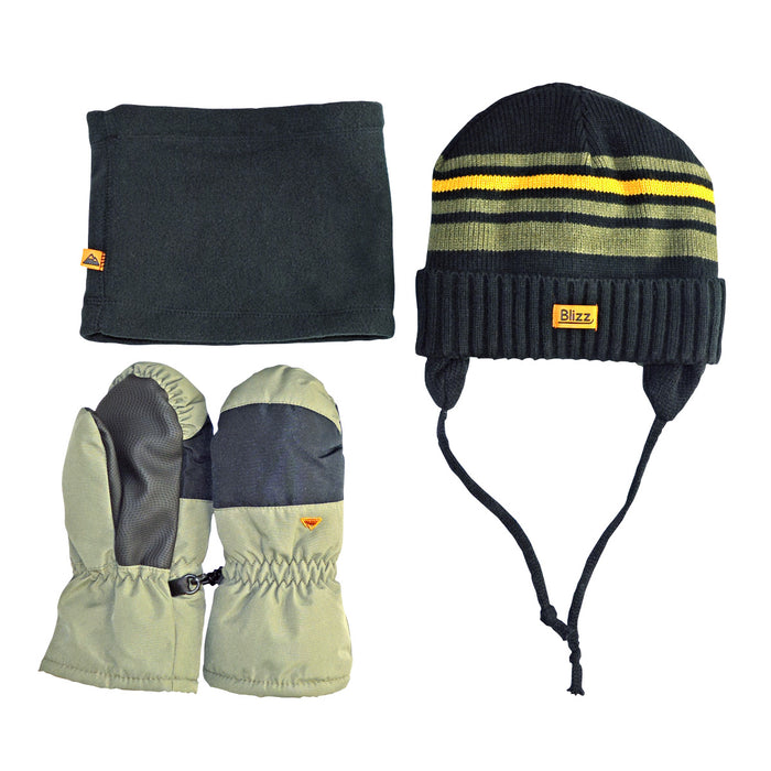 Combinaison d’hiver et accessoires pour garçons Blizz- Vert olive/gris – Tailles 2 à 16 ans