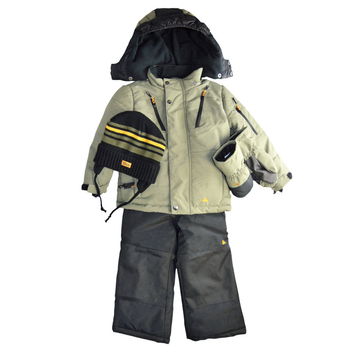 Combinaison d’hiver et accessoires pour garçons Blizz- Vert olive/gris – Tailles 2 à 16 ans