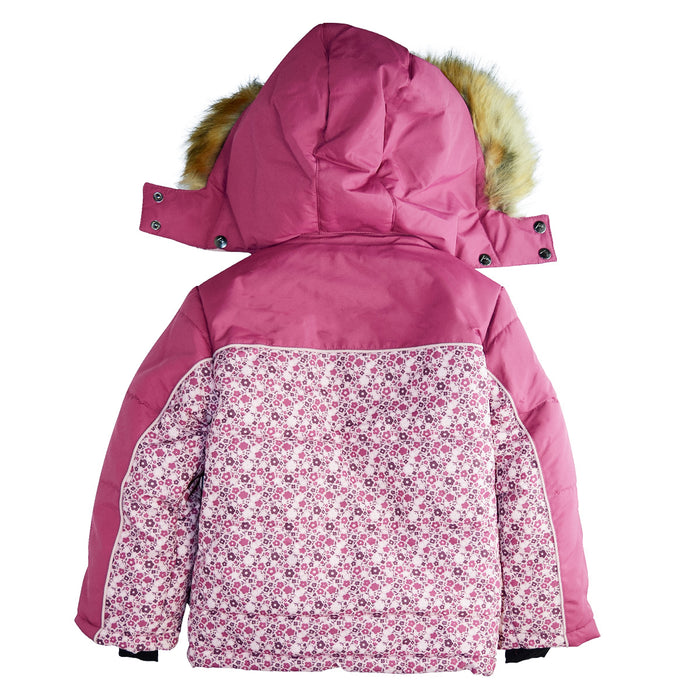 Combinaison d’hiver 2 pièces pour fille Blizz avec accessoires – Motif floral rose (Tailles 2 à 16)