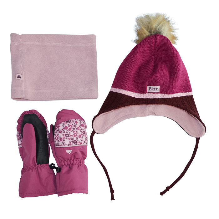 Combinaison d’hiver 2 pièces pour fille Blizz avec accessoires – Motif floral rose (Tailles 2 à 16)