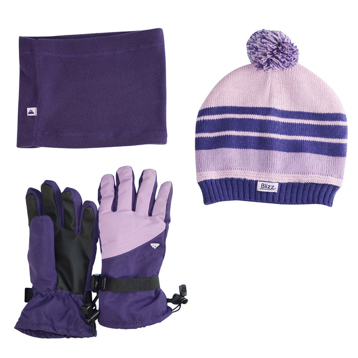 Blizz Girls’ 2-Piece Snowsuit Set with Accessories – Mauve/Purple – Size 8-16