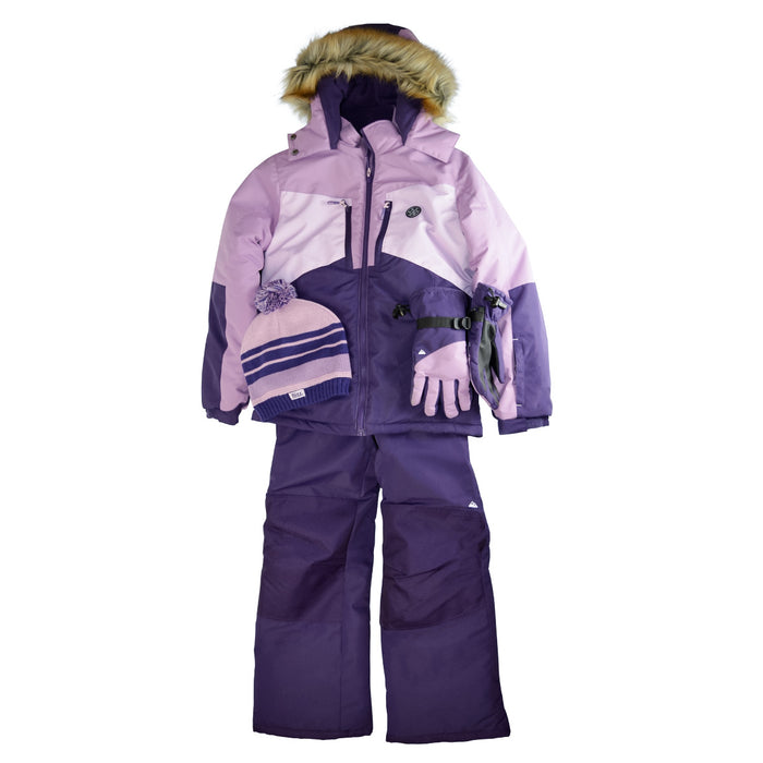 Blizz Girls’ 2-Piece Snowsuit Set with Accessories – Mauve/Purple – Size 8-16