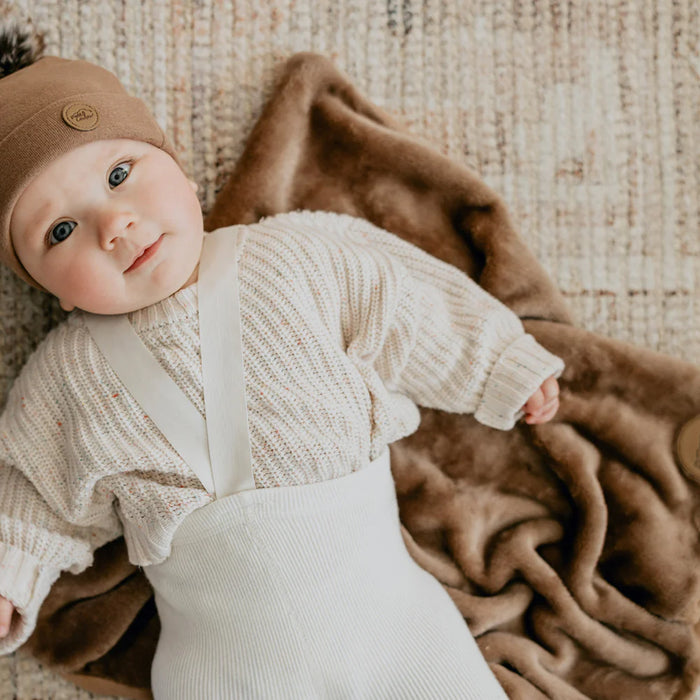 Couverture en Minky Petit Coulou pour siège auto pour bébé - Moka