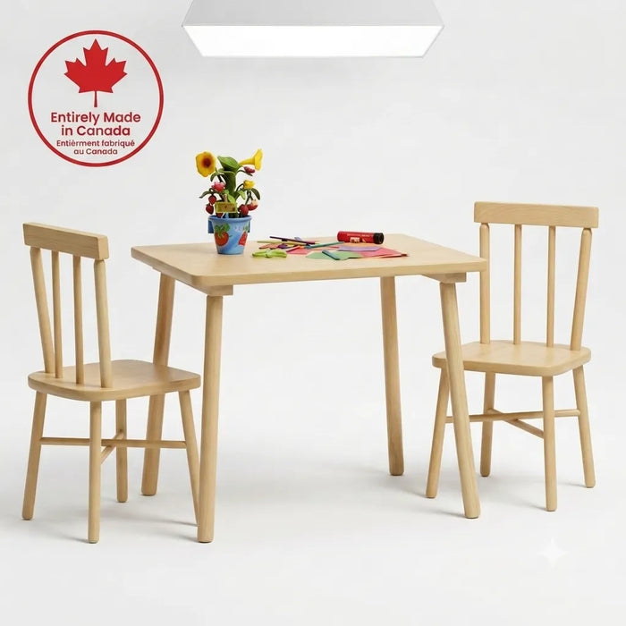 Ensemble de table et chaises pour tout-petits en bois d'érable massif | Goldtex
