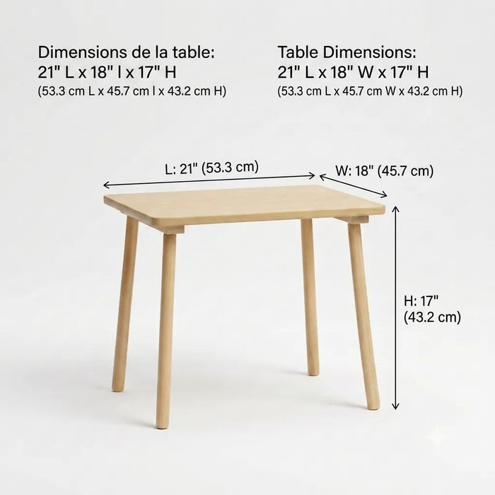 Ensemble de table et chaises pour tout-petits en bois d'érable massif | Goldtex