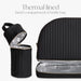 Black quilted thermal insulated lunch compartment and bottle bag set for kids