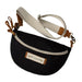 Baby On Board black waist bag with beige strap and zipper, shown on a white background.