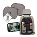 Ezimoov car accessory kit with sun shades, back seat organizer, baby mirror, and Baby On Board sign displayed.