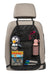 Ezimoov car seat organizer attached to seat, holding toys, water bottle, book, and markers.