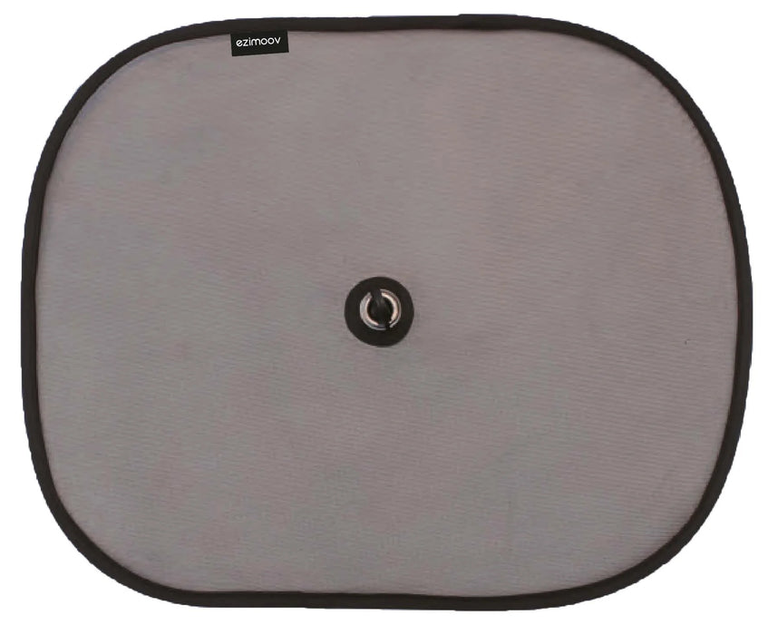 Ezimoov car sunshade in grey with black trim, shown flat against a white background.