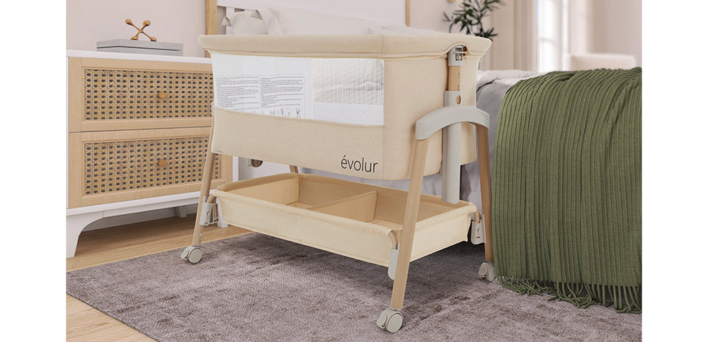 Berceau portable Lullaby avec roulettes Evolur – Beige
