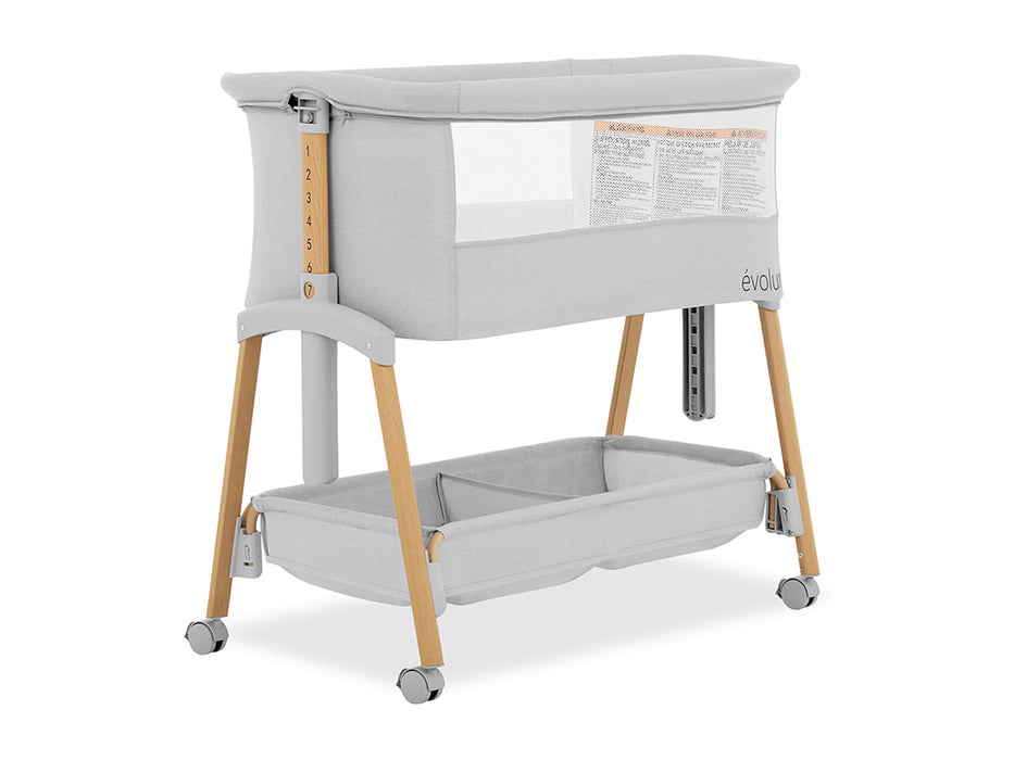Evolur Lullaby Portable Bassinet with Wheels – Light Grey lifestyle