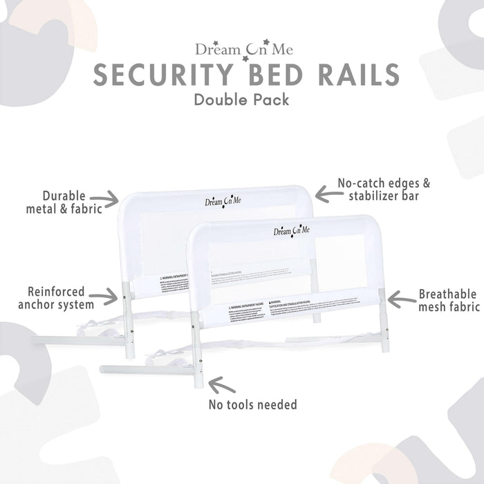 Dream on Me Mesh Security for Twin Size Bed (3D Linen Fabric)