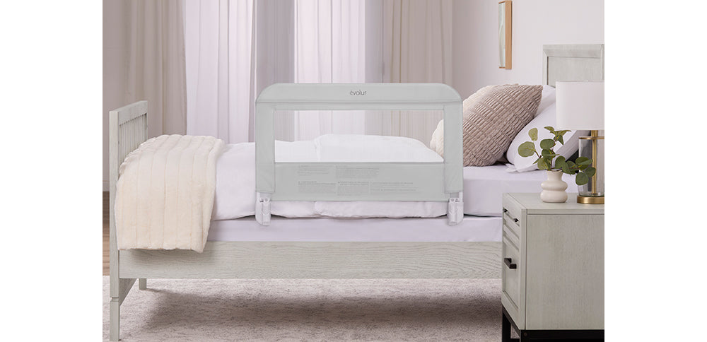 Evolur Snooze Shield Swing-Down Guardrail – Grey lifestyle