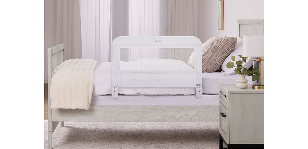Evolur Snooze Shield Swing-Down Guardrail – White