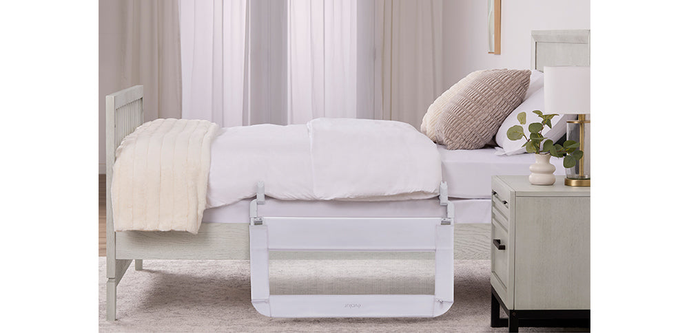 Evolur Snooze Shield Swing-Down Guardrail – White lifestyle