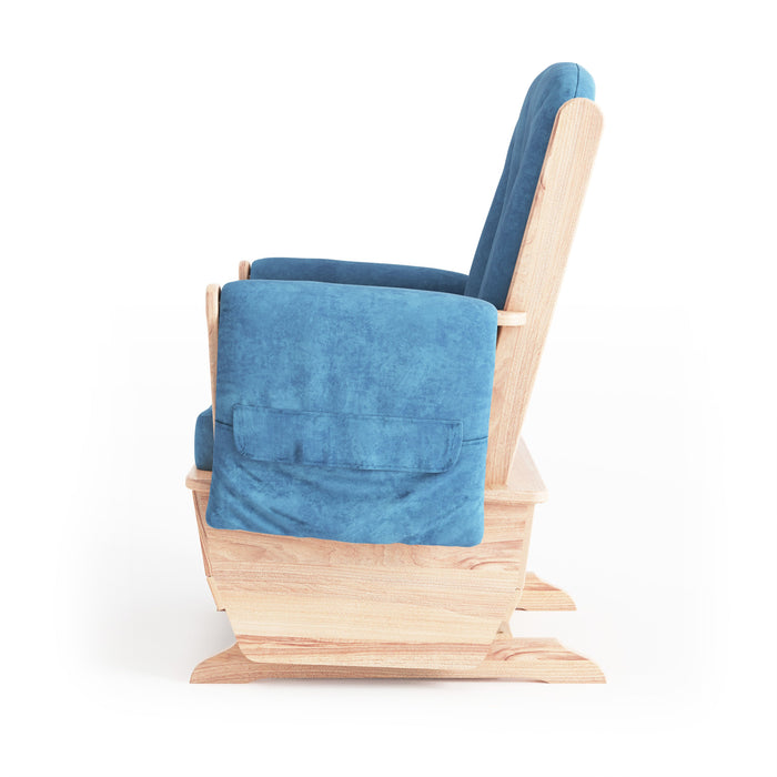 Foundations® SafeRocker™ Standard Wooden Glider Rocker with Blue Microfiber Cushions