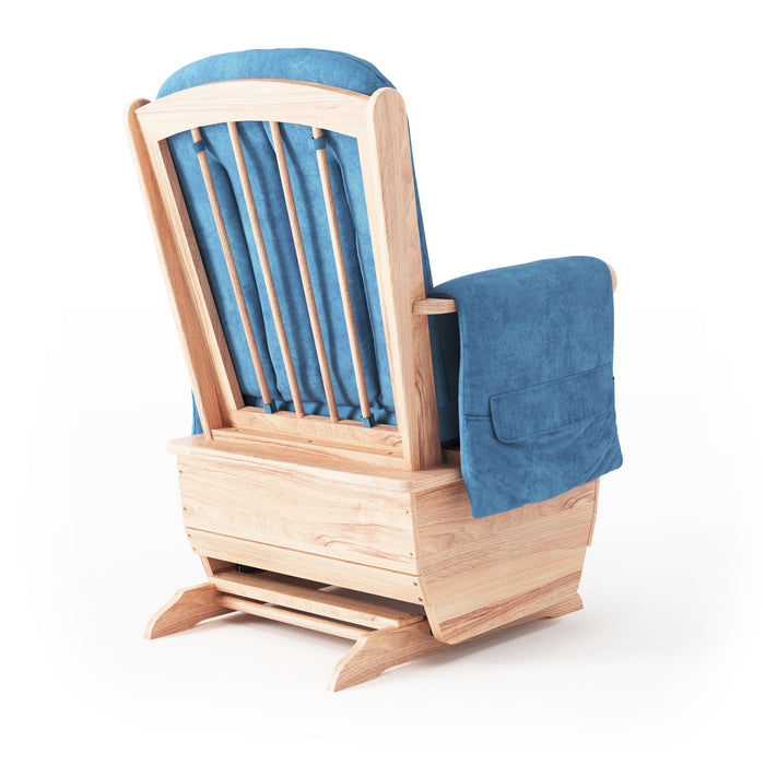 Foundations® SafeRocker™ Standard Wooden Glider Rocker with Blue Microfiber Cushions