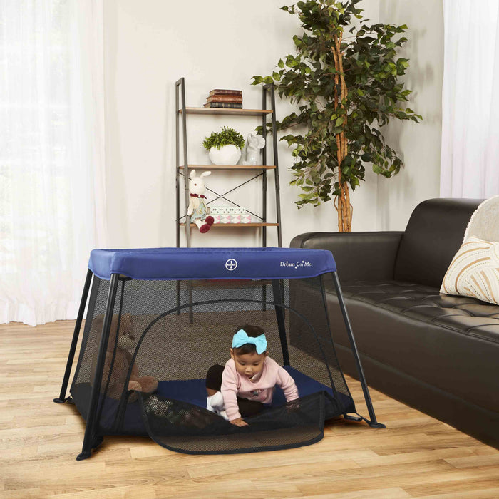 Dream On Me Travel Light Playard Mesh Zipper Door – Navy lifestyle