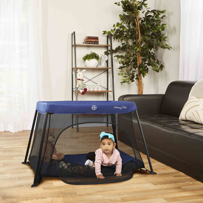 Dream On Me Travel Light Playard Mesh Zipper Door – Navy lifestyle