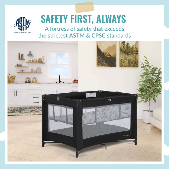 Dream On Me Zazzy Portable Playard With Bassinet – Black lifestyle