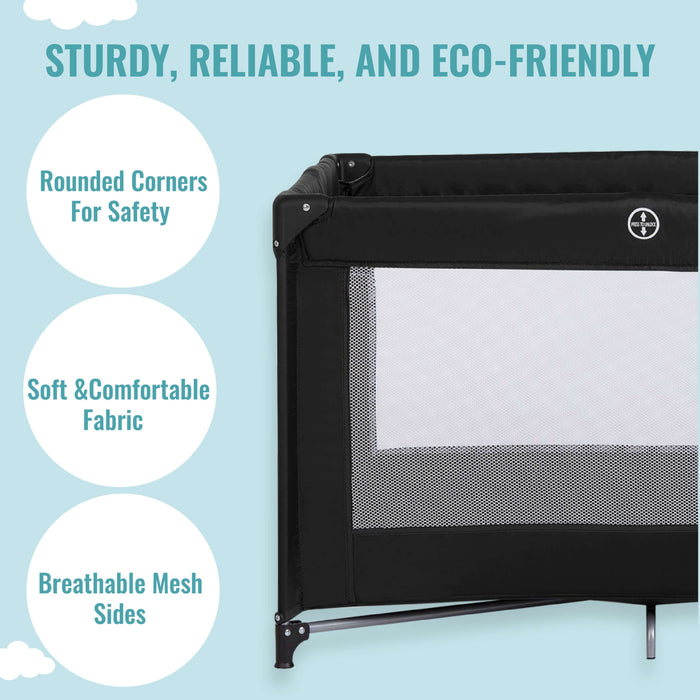 Dream On Me Zazzy Portable Playard With Bassinet – Black lifestyle