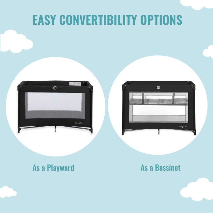 Dream On Me Zazzy Portable Playard With Bassinet – Black lifestyle