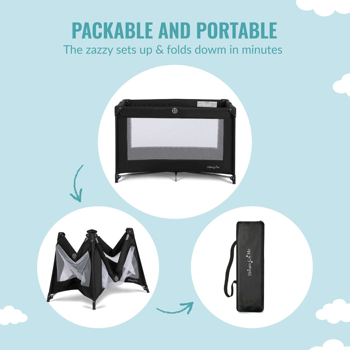 Dream On Me Zazzy Portable Playard With Bassinet – Black lifestyle