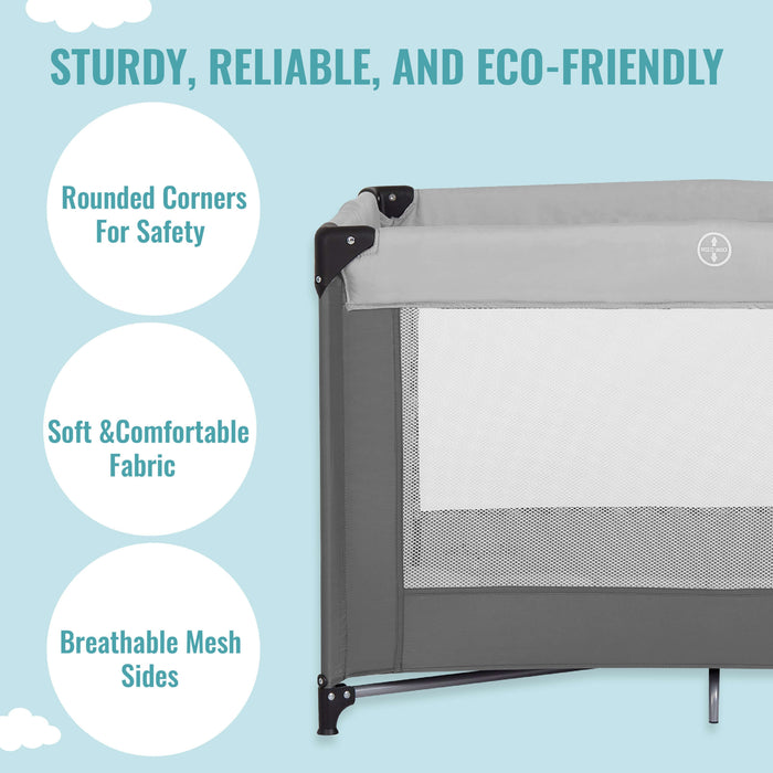 Dream On Me Zazzy Portable Playard With Bassinet – Grey lifestyle