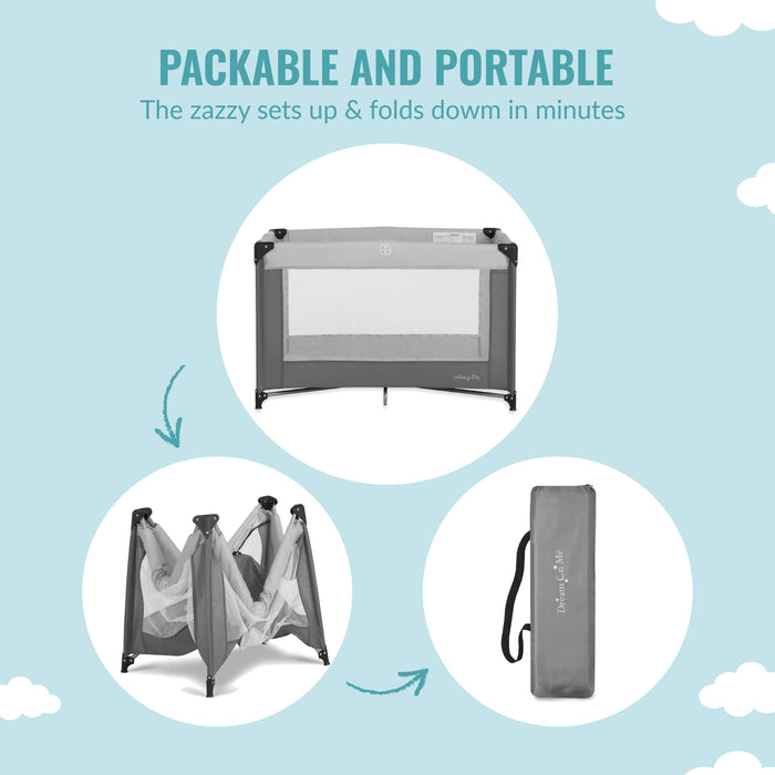 Dream On Me Zazzy Portable Playard With Bassinet – Grey lifestyle