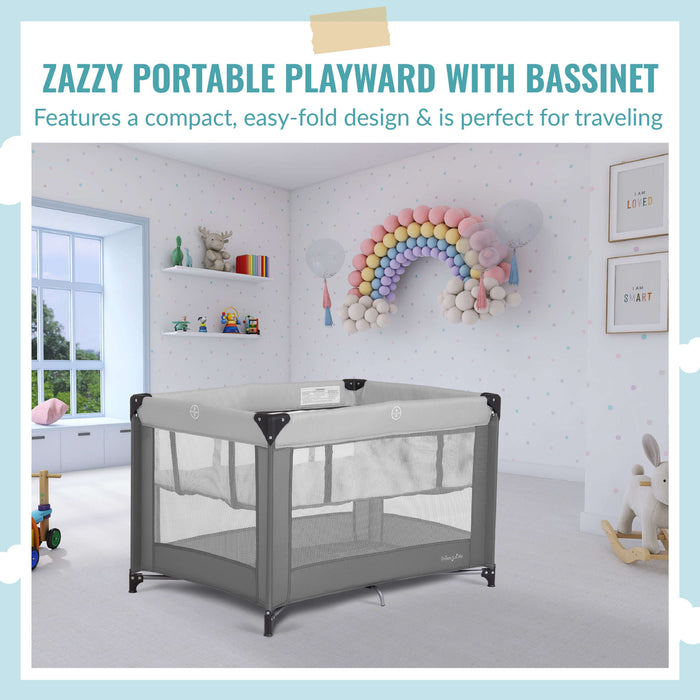 Dream On Me Zazzy Portable Playard With Bassinet – Grey lifestyle