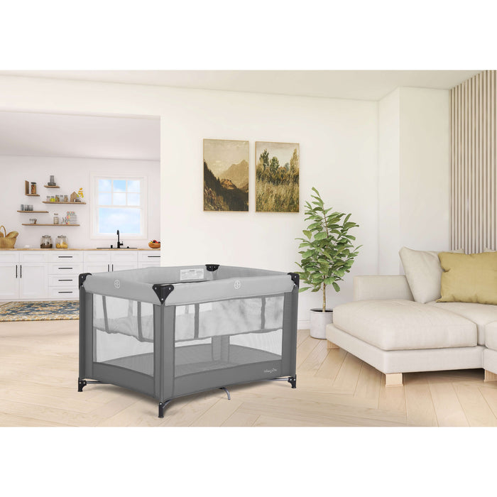 Dream On Me Zazzy Portable Playard With Bassinet – Grey lifestyle