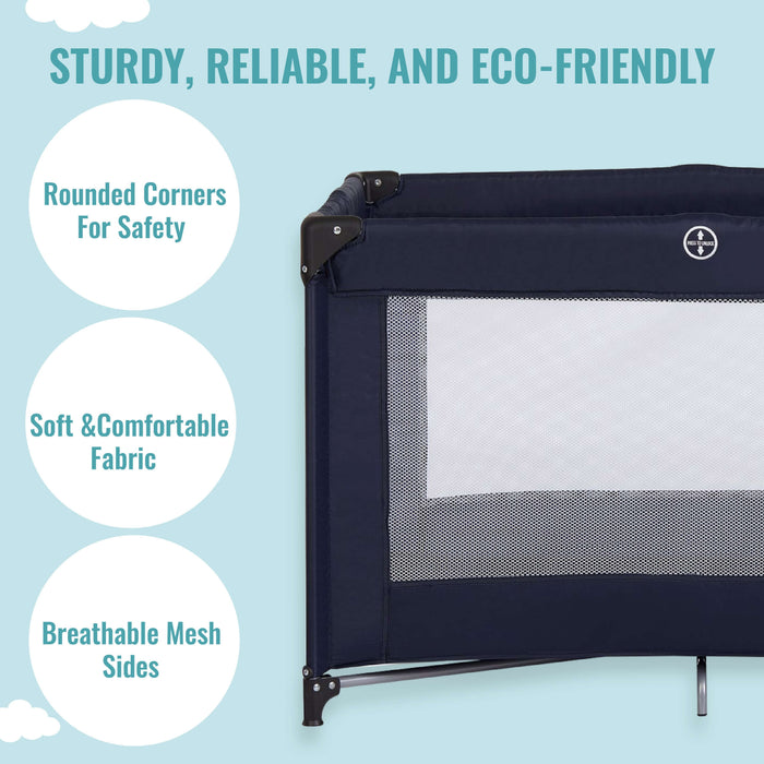 Dream On Me Zazzy Portable Playard With Bassinet – Navy lifestyle