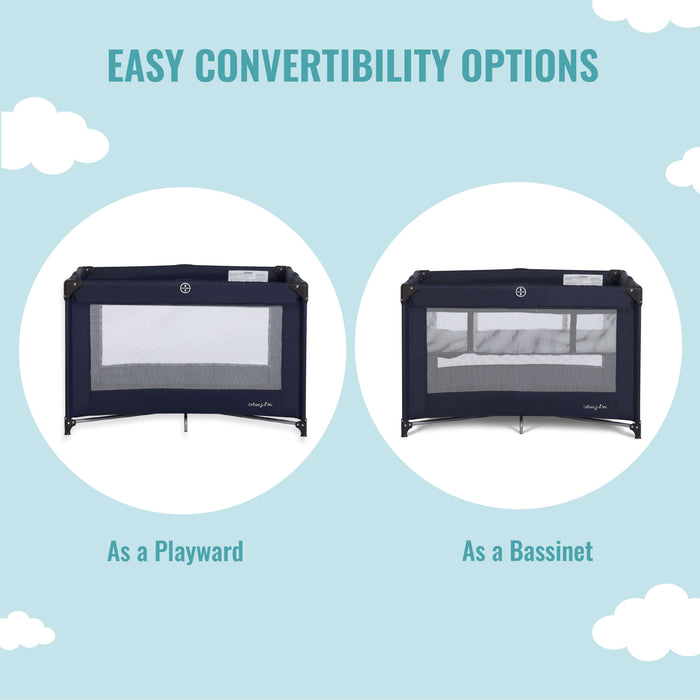 Dream On Me Zazzy Portable Playard With Bassinet – Navy lifestyle