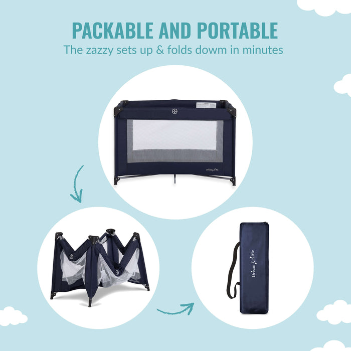 Dream On Me Zazzy Portable Playard With Bassinet – Navy lifestyle