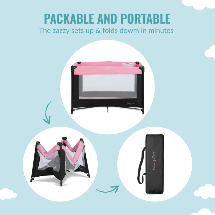 Dream On Me Zazzy Portable Playard With Bassinet – Pink lifestyle