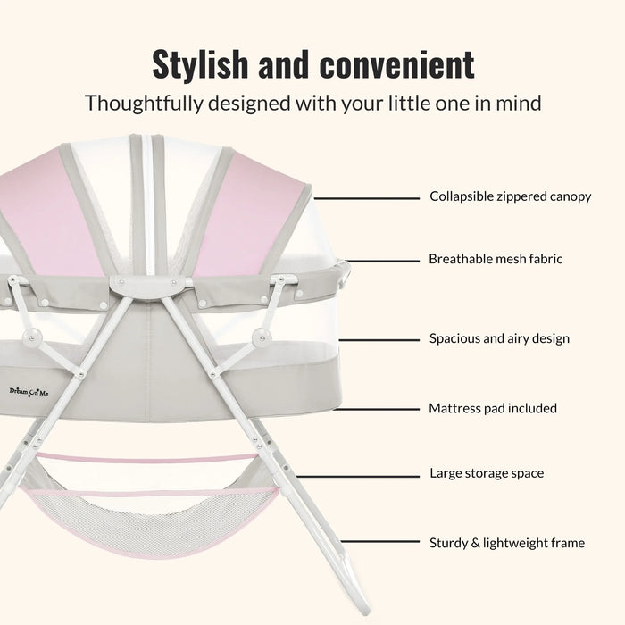 Dream On Me Karley Bassinet – Grey & Pink (5)