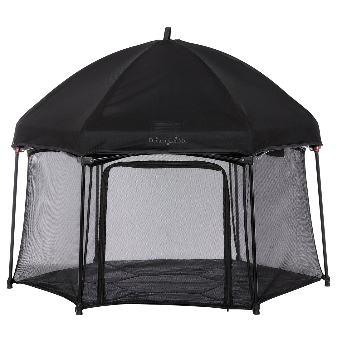 Dream On Me Onyx Playpen Set with Canopy – Black