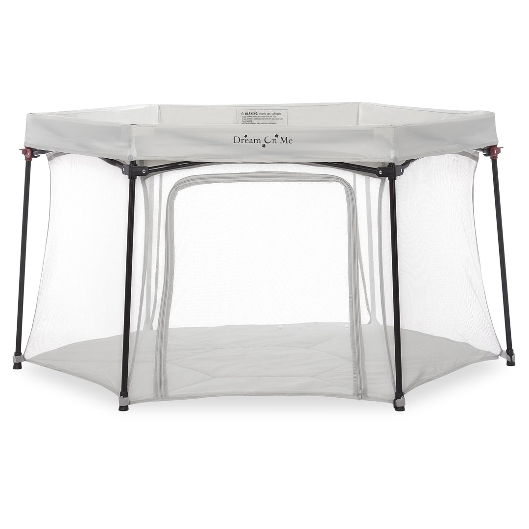 Dream On Me Onyx Playpen Set with Canopy – Grey