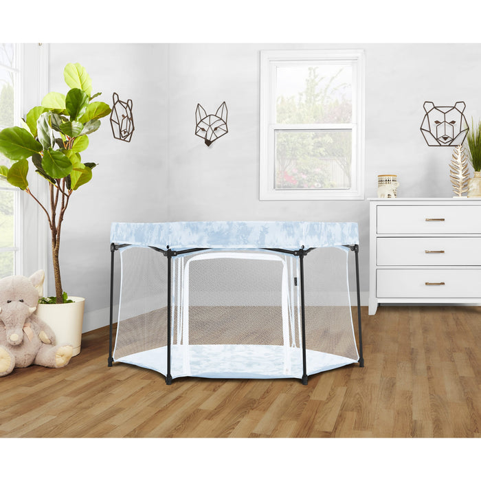 Dream On Me Onyx Playpen – Sky Blue lifestyle