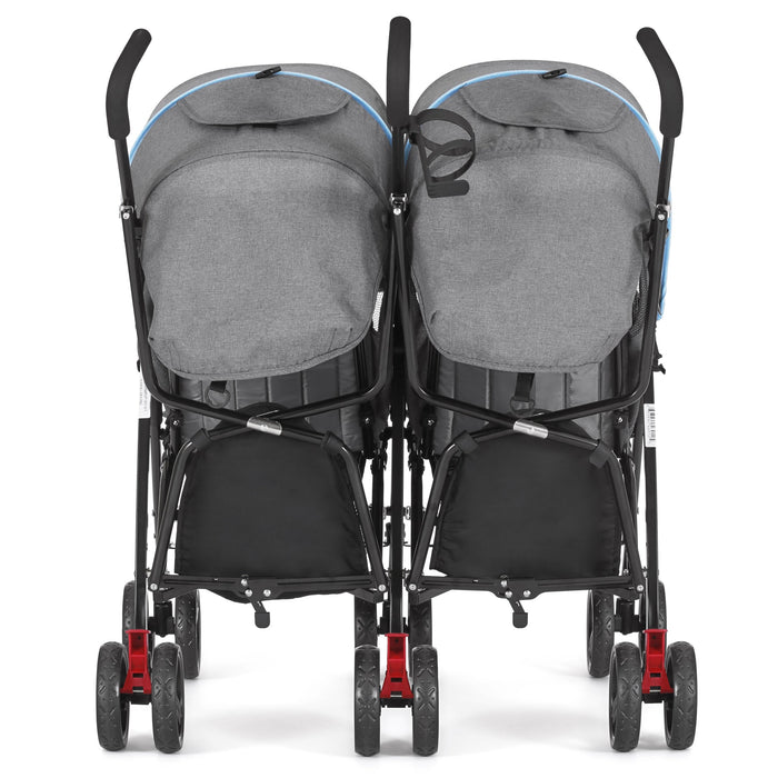 Dream On Me Volgo Twin Umbrella Stroller – Blue & Dark Grey lifestyle