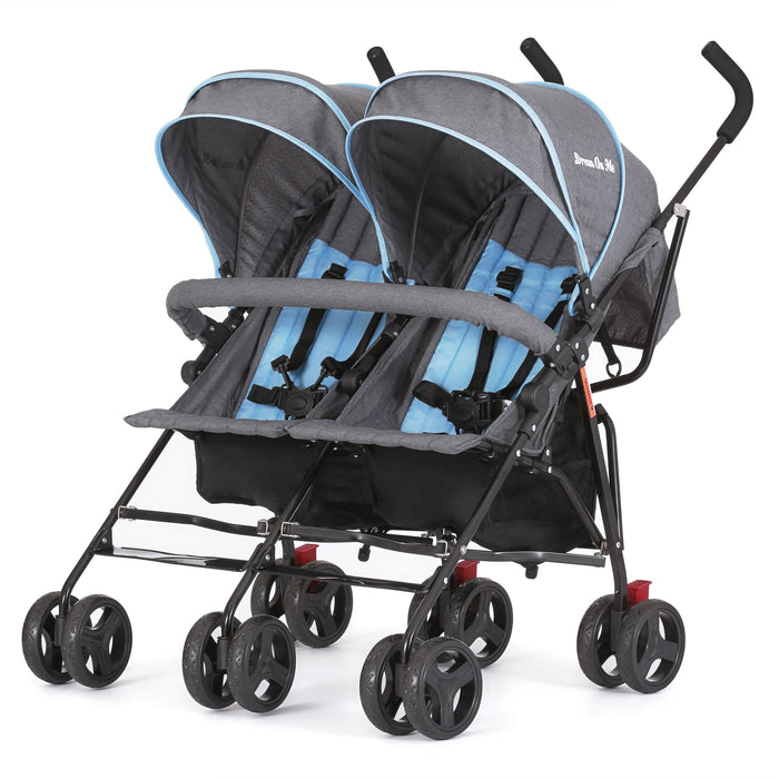 Dream On Me Volgo Twin Umbrella Stroller – Blue & Dark Grey