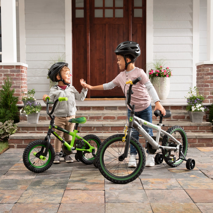 Vélo pour enfant John Deere Mean Green avec roues d'entraînement amovibles – Vélo pour garçon 12 pouces – 3 ans et plus