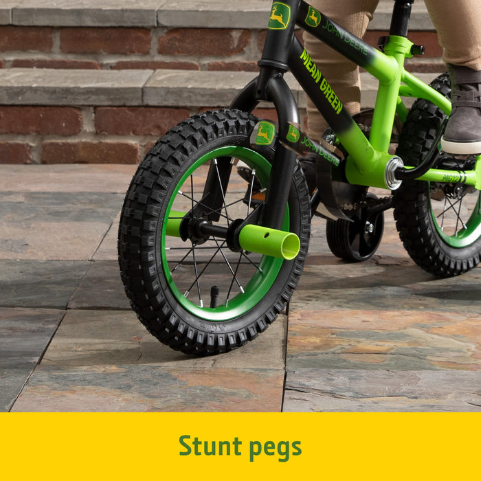 Vélo pour enfant John Deere Mean Green avec roues d'entraînement amovibles – Vélo pour garçon 12 pouces – 3 ans et plus