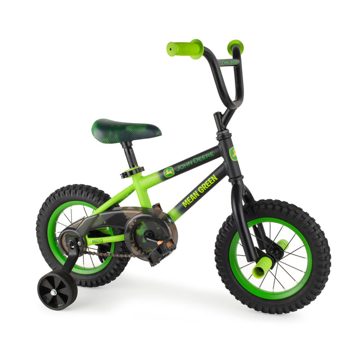 Vélo pour enfant John Deere Mean Green avec roues d'entraînement amovibles – Vélo pour garçon 12 pouces – 3 ans et plus