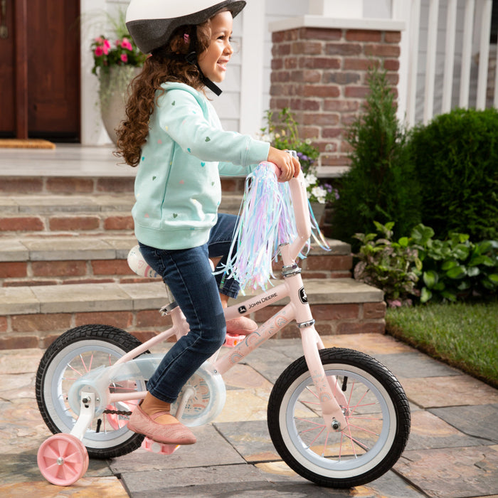 John Deere 12 Inch Child’s Bicycle with Removable Training Wheels – Clouds – Kids Bike for Ages 3 and Up